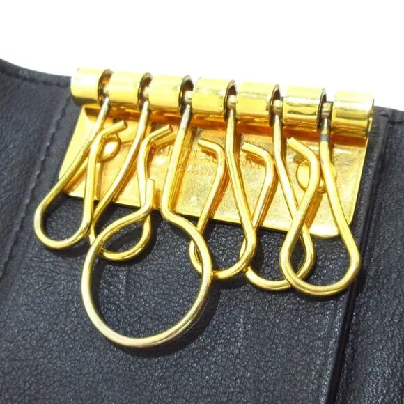 SAINT LAURENT PARIS - Black Gold Leather Key Case 151-072625 - Picture 10 of 11